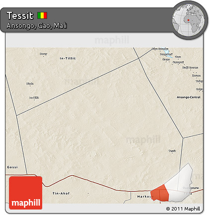 Shaded Relief 3D Map of Tessit