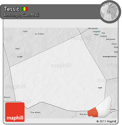 Silver Style 3D Map of Tessit