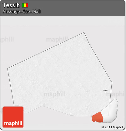 Silver Style 3D Map of Tessit, single color outside