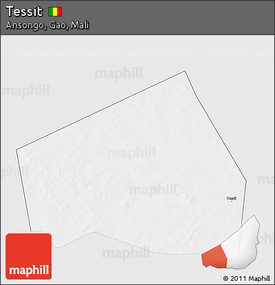 Silver Style 3D Map of Tessit, single color outside
