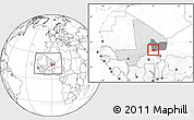 Blank Location Map of Tessit, highlighted country, highlighted grandparent region, within the entire country