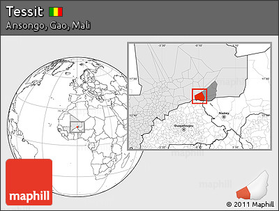 Blank Location Map of Tessit, highlighted country, highlighted parent region