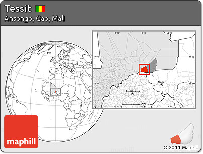 Blank Location Map of Tessit, highlighted country, highlighted parent region