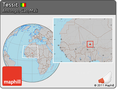 Gray Location Map of Tessit, within the entire country