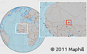 Gray Location Map of Tessit, within the entire country, hill shading