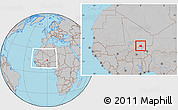 Gray Location Map of Tessit, within the entire country