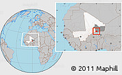 Gray Location Map of Tessit, highlighted country, highlighted grandparent region, within the entire country