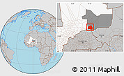 Gray Location Map of Tessit, highlighted country, highlighted grandparent region