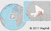 Gray Location Map of Tessit, highlighted country, highlighted parent region, within the entire country