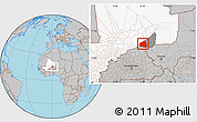 Gray Location Map of Tessit, highlighted country, highlighted parent region