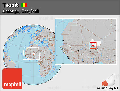 Gray Location Map of Tessit, highlighted grandparent region, within the entire country
