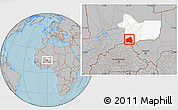 Gray Location Map of Tessit, highlighted grandparent region, hill shading