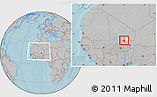 Gray Location Map of Tessit, highlighted parent region, within the entire country, hill shading
