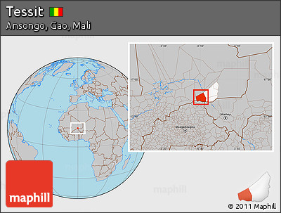 Gray Location Map of Tessit, highlighted parent region