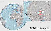 Gray Location Map of Tessit, highlighted parent region, highlighted grandparent region, within the entire country, hill shading