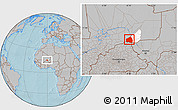 Gray Location Map of Tessit, highlighted parent region, hill shading