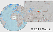 Gray Location Map of Tessit, hill shading