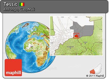 Physical Location Map of Tessit, highlighted country, highlighted grandparent region