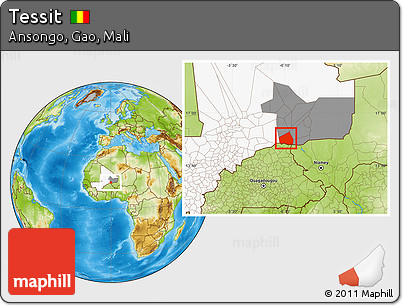 Physical Location Map of Tessit, highlighted country, highlighted grandparent region