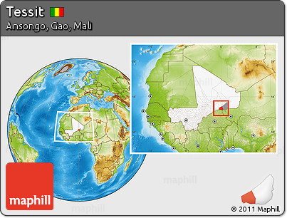 Physical Location Map of Tessit, highlighted country, highlighted parent region, within the entire country