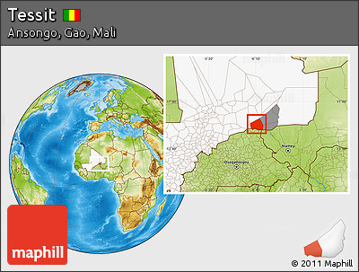 Physical Location Map of Tessit, highlighted country, highlighted parent region