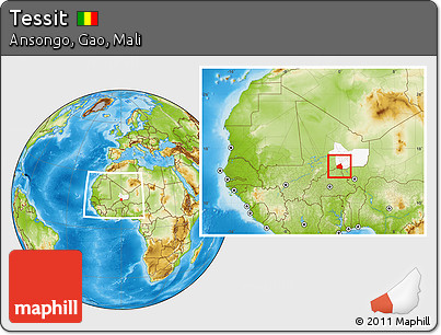 Physical Location Map of Tessit, highlighted grandparent region, within the entire country