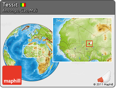 Physical Location Map of Tessit, highlighted parent region, within the entire country