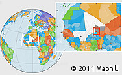 Political Location Map of Tessit, highlighted country, highlighted grandparent region, within the entire country