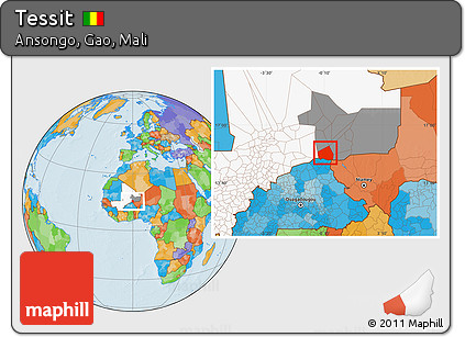 Political Location Map of Tessit, highlighted country, highlighted grandparent region