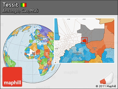 Political Location Map of Tessit, highlighted country, highlighted grandparent region