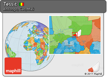 Political Location Map of Tessit, highlighted parent region
