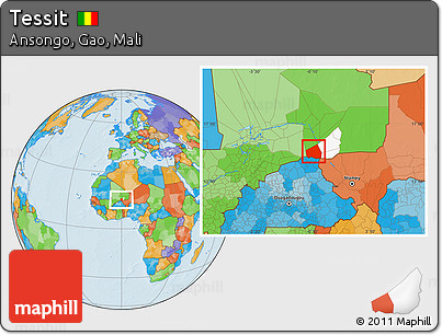 Political Location Map of Tessit, highlighted parent region