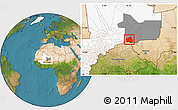 Satellite Location Map of Tessit, highlighted country, highlighted grandparent region