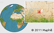 Satellite Location Map of Tessit, highlighted parent region