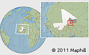Savanna Style Location Map of Tessit, highlighted country, highlighted grandparent region, within the entire country, hill shading