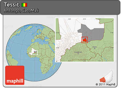 Savanna Style Location Map of Tessit, highlighted country, highlighted grandparent region