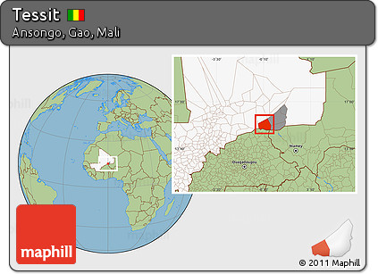 Savanna Style Location Map of Tessit, highlighted country, highlighted parent region