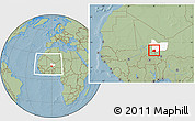 Savanna Style Location Map of Tessit, highlighted grandparent region, within the entire country, hill shading