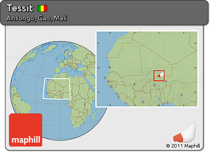Savanna Style Location Map of Tessit, highlighted parent region, within the entire country
