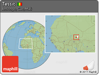 Savanna Style Location Map of Tessit, highlighted parent region, within the entire country