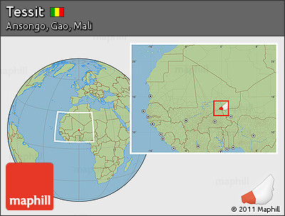 Savanna Style Location Map of Tessit, highlighted parent region, within the entire country