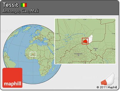 Savanna Style Location Map of Tessit, highlighted parent region