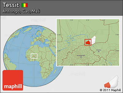 Savanna Style Location Map of Tessit, highlighted parent region