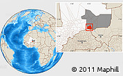 Shaded Relief Location Map of Tessit, highlighted country, highlighted grandparent region