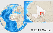 Shaded Relief Location Map of Tessit, highlighted country, highlighted parent region, within the entire country