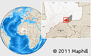 Shaded Relief Location Map of Tessit, highlighted country, highlighted parent region