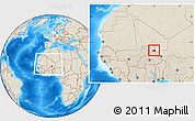 Shaded Relief Location Map of Tessit, highlighted parent region, within the entire country