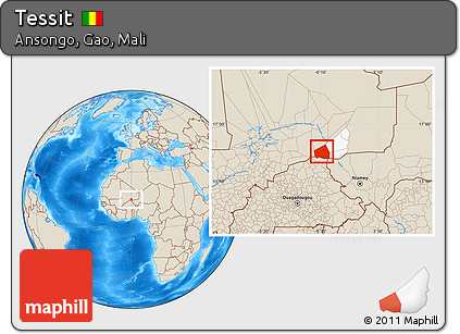 Shaded Relief Location Map of Tessit, highlighted parent region