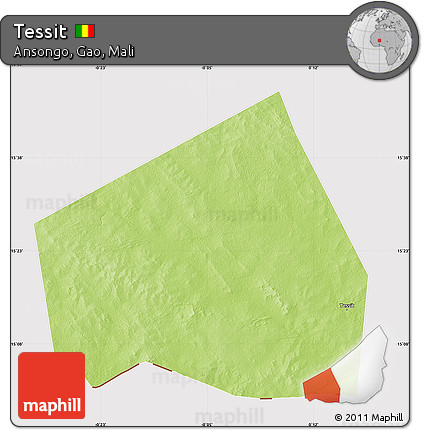 Physical Map of Tessit, cropped outside
