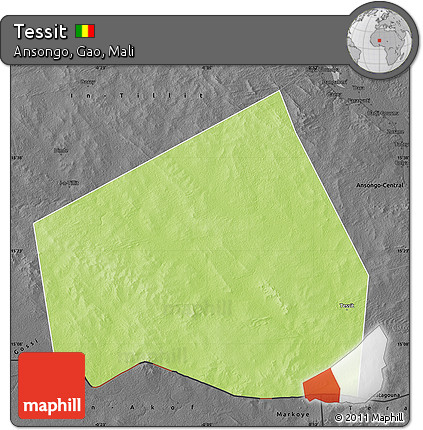 Physical Map of Tessit, darken, desaturated